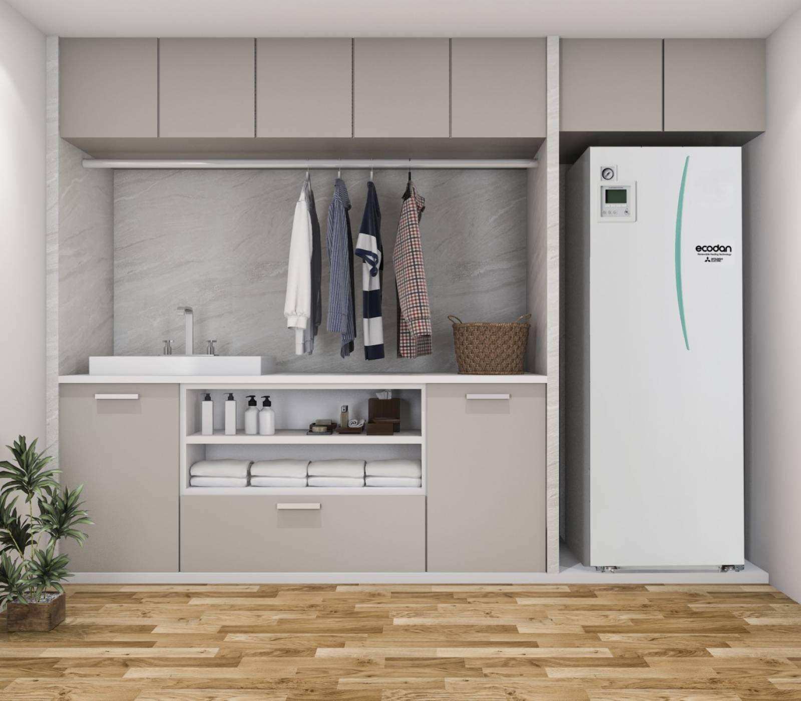 Installation d'une pompe à chaleur air eau Mitsubishi Electric ecodan pour le chauffage